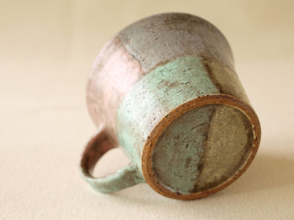 再販【マグカップ　200】　ピンク×グリーン　200ｃｃ　陶器 7枚目の画像