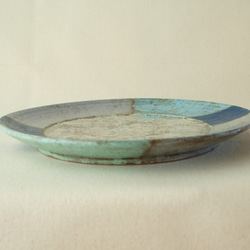 大皿　23ｃｍ　 カラフル　ブルー　グリーン　パープル　陶器　 6枚目の画像