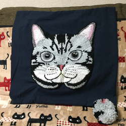 猫の顔刺繍クッションカバー1アメリカンショートヘアー 5枚目の画像