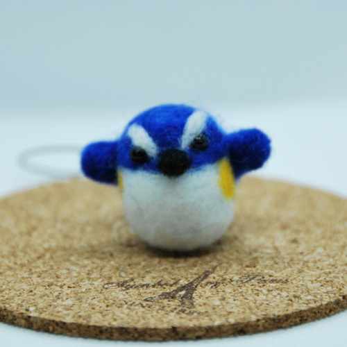 送料無料】羊毛フェルト ストラップ ルリビタキ 幸せの青い鳥 羊毛