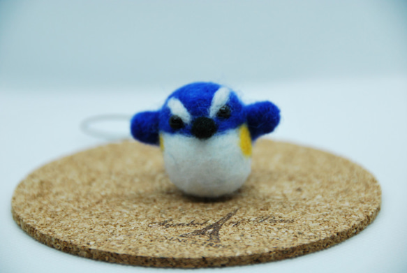 送料無料】羊毛フェルト ストラップ ルリビタキ 幸せの青い鳥 羊毛