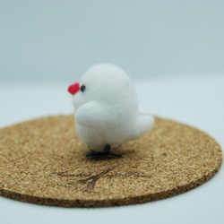 【送料無料】羊毛フェルト  置物　文鳥 （白文鳥） 2枚目の画像