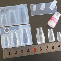 (S656)シリコンモールド　キッチン雑貨　ミルクボトル　牛乳瓶　MILK刻印入り　立体　3サイズ 1枚目の画像
