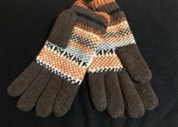 秋冬 ファッション 小物★ジャガード 手袋　ブラウン　１ペア 1枚目の画像