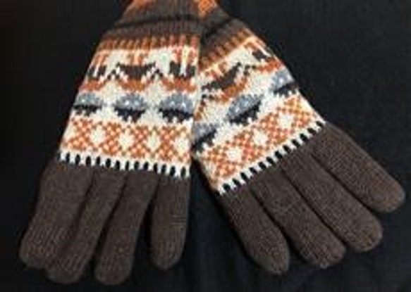 秋冬 ファッション 小物★ジャガード 手袋　ブラウン　１ペア 2枚目の画像