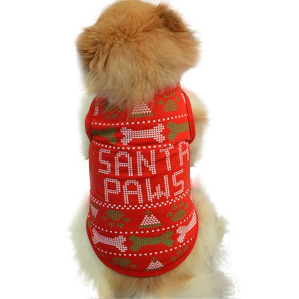 (dog1) ドッグウェア クリスマス santa paws トップス 小型犬 犬服 お洋服 X'mas 1枚目の画像