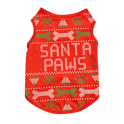 (dog1) ドッグウェア クリスマス santa paws トップス 小型犬 犬服 お洋服 X'mas 2枚目の画像