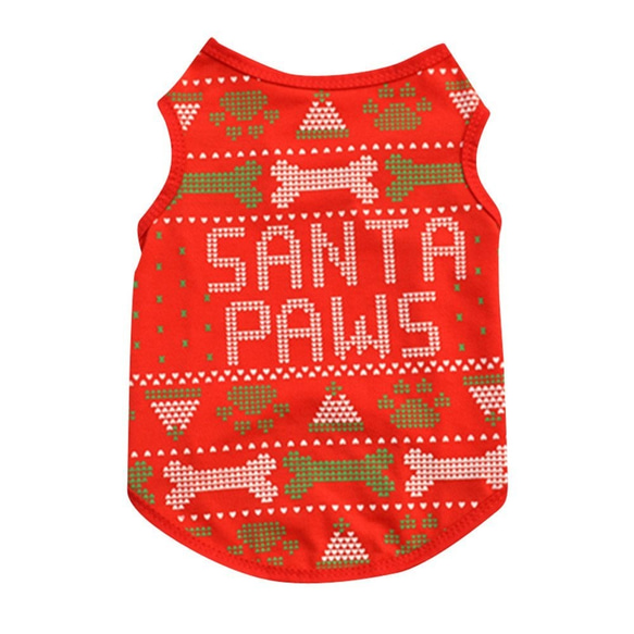 (dog1) ドッグウェア クリスマス santa paws トップス 小型犬 犬服 お洋服 X'mas 2枚目の画像