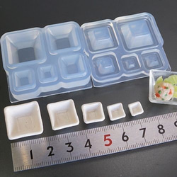 (S724)シリコンモールド　キッチン雑貨　スクエア　小鉢　食器　器　お皿　3D　立体　5サイズ レジン 樹脂粘土 1枚目の画像