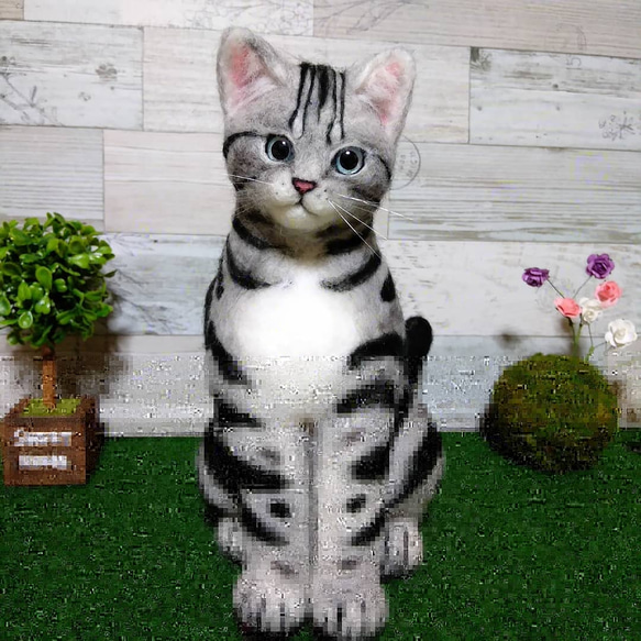 オーダーメイド】羊毛フェルト猫犬 置物制作 羊毛フェルト ekomimi 