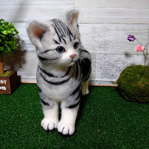 オーダーメイド】羊毛フェルト猫犬 置物制作 羊毛フェルト ekomimi 
