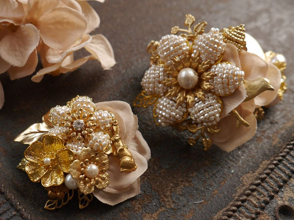 broach【vintage flower spring】ウサギ 4枚目の画像