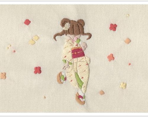手刺繍イラストポストカード4枚入り 【花より団子】 ポスト