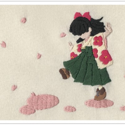 手刺繍イラストポストカード４枚入り　【桜の絨毯】 1枚目の画像