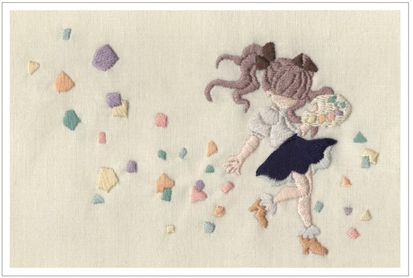 手刺繍イラストポストカード４枚入り　【ART!】 1枚目の画像