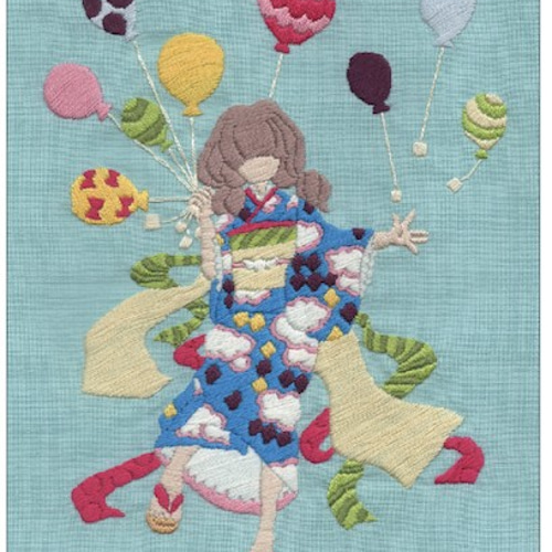 手刺繍イラストポストカード4枚入り 【明日に飛ぶ】 ポスト