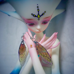 蝶/妖精の羽のイヤリング-Ji ユリの妖精/手描きの手作りカスタム イヤリング 4枚目の画像
