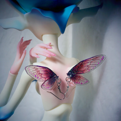 蝴蝶/妖精翅膀耳環-緋紅炙天使 /手繪 手工 客製化 耳環 第4張的照片