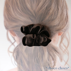 シフォン生地で作ったシュシュ（グレー） シュシュ rara/キャンペーン