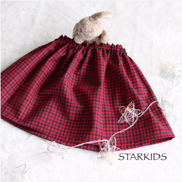 ファミリア風 チェックギャザースカート 100.110㎝ 子供服 STAR