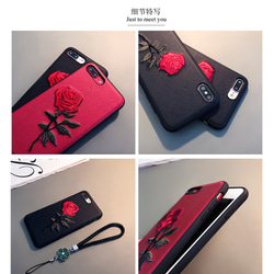 バラ刺繍 ストラップ付で便利 iphoneケース 6/7/8/6+/7+/8+/X/XS/XSMAX/XR 8枚目の画像