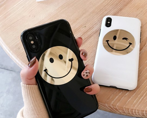 スマイル ニコちゃん スマイリー ミラー iphoneケース 6/7/8/6+/