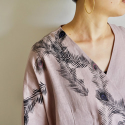 Linen / Haori Dull Pink &lt;孔雀羽毛&gt; 第2張的照片