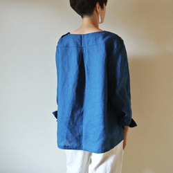 亞麻長袖襯衫藍&lt;Rangiku&gt; 第6張的照片
