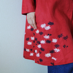 亞麻·外套連衣裙紅色&lt;Kiku&gt; 第1張的照片