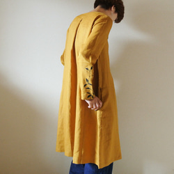 亞麻外套連衣裙芥末色&lt;Sasanka&gt; 第4張的照片