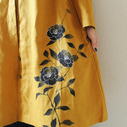 亞麻外套連衣裙芥末色&lt;Sasanka&gt; 第6張的照片