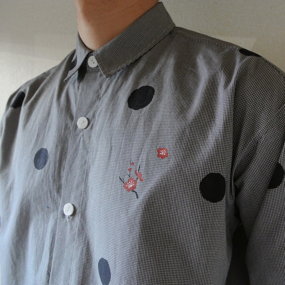 男士格子格紋襯衫&lt;波爾卡圓點和梅花&gt; 第2張的照片