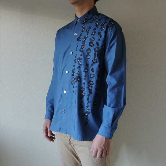 男士格子格紋襯衫&lt;春天李子&gt; 第4張的照片