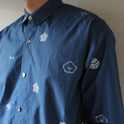 男士格子格紋襯衫藍色 第2張的照片