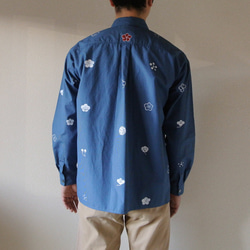 男士格子格紋襯衫藍色 第4張的照片