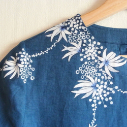亞麻/短袖連衣裙藍色&lt;水下植物&gt; 第7張的照片