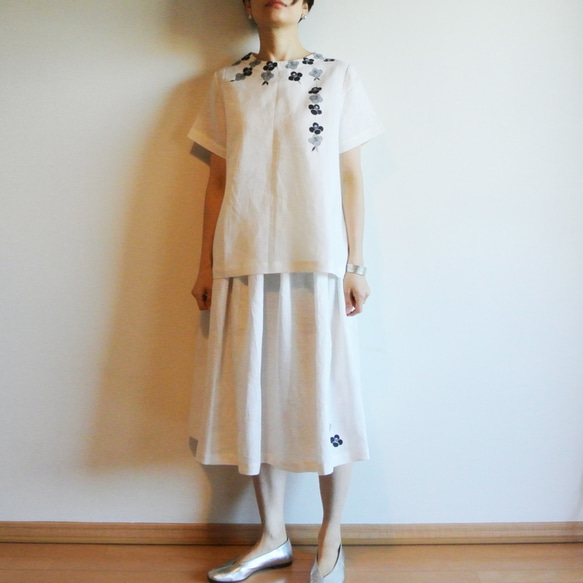 亞麻褶襉裙白&lt;山茶花&gt; 第5張的照片