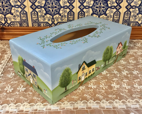 トールペイント カントリー風景のティッシュボックス ティッシュ トールペイント カントリー風景のティッシュボックス ティッシュ