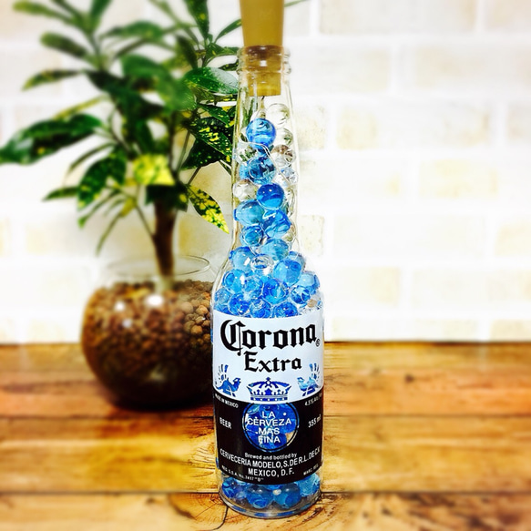 LEDボトルライト　コロナビール 照明　インテリア  ブルー 1枚目の画像
