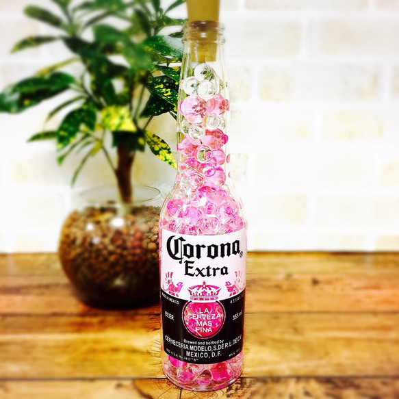 LEDボトルライト　コロナビール 照明　インテリア  ピンク 1枚目の画像