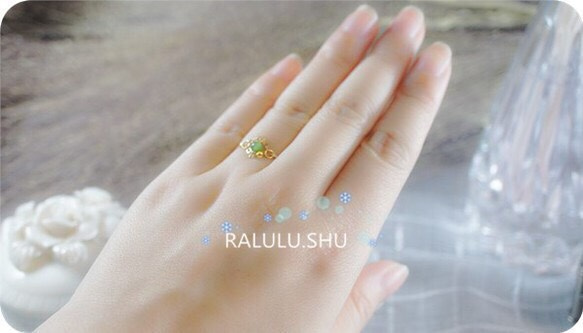 光復銷售... [RALULU.SHU] 14KGF碧玉（嘉柏）一粒環馬法蘭迪環小指戒指 第5張的照片
