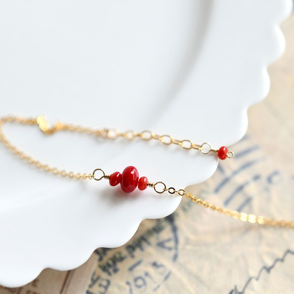 運気を上げる　コーラル 赤サンゴのブレスレット　3月の誕生石 2枚目の画像