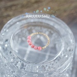 再再販RALULU.SHU  14KGF ピンクサンゴ　6粒 ハピネスリング ファランジリング ピンキーリング 3枚目の画像