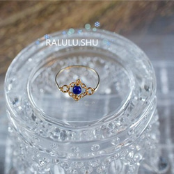 再販【RALULU.SHU】14KGF 宝石質ラピスラズリ 一粒　華麗なる リング ファランジリング ピンキーリング 3枚目の画像