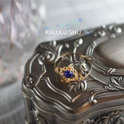 再販【RALULU.SHU】14KGF 宝石質ラピスラズリ 一粒　華麗なる リング ファランジリング ピンキーリング 4枚目の画像