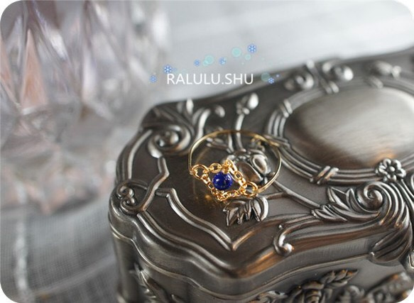 再販【RALULU.SHU】14KGF 宝石質ラピスラズリ 一粒　華麗なる リング ファランジリング ピンキーリング 4枚目の画像
