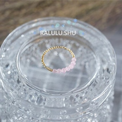 再販【RALULU.SHU】 14KGF ローズクォーツ ラッキー7 ハピネス リング ファランジリング ピンキーリング 3枚目の画像