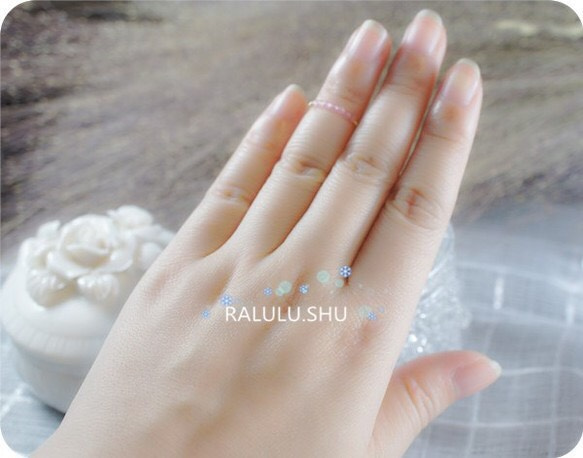 再販【RALULU.SHU】 14KGF ローズクォーツ ラッキー7 ハピネス リング ファランジリング ピンキーリング 5枚目の画像