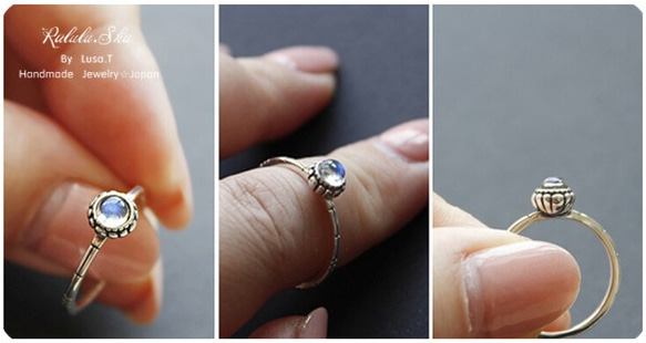 【RLL.S】宝石質 ムーンストーン 「蓮」のリング 指輪　4mm 5枚目の画像
