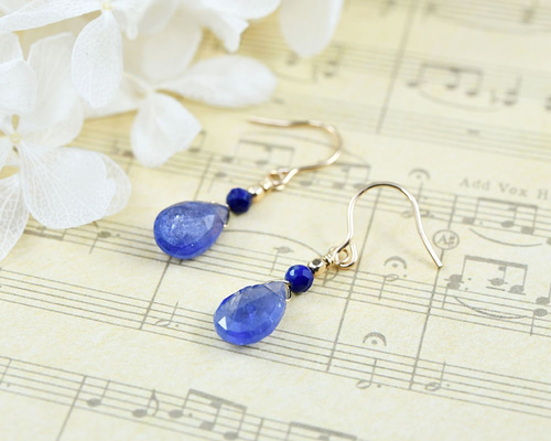 人生を良い方向へと導く石 タンザナイト＆ラピスラズリの青いピアス